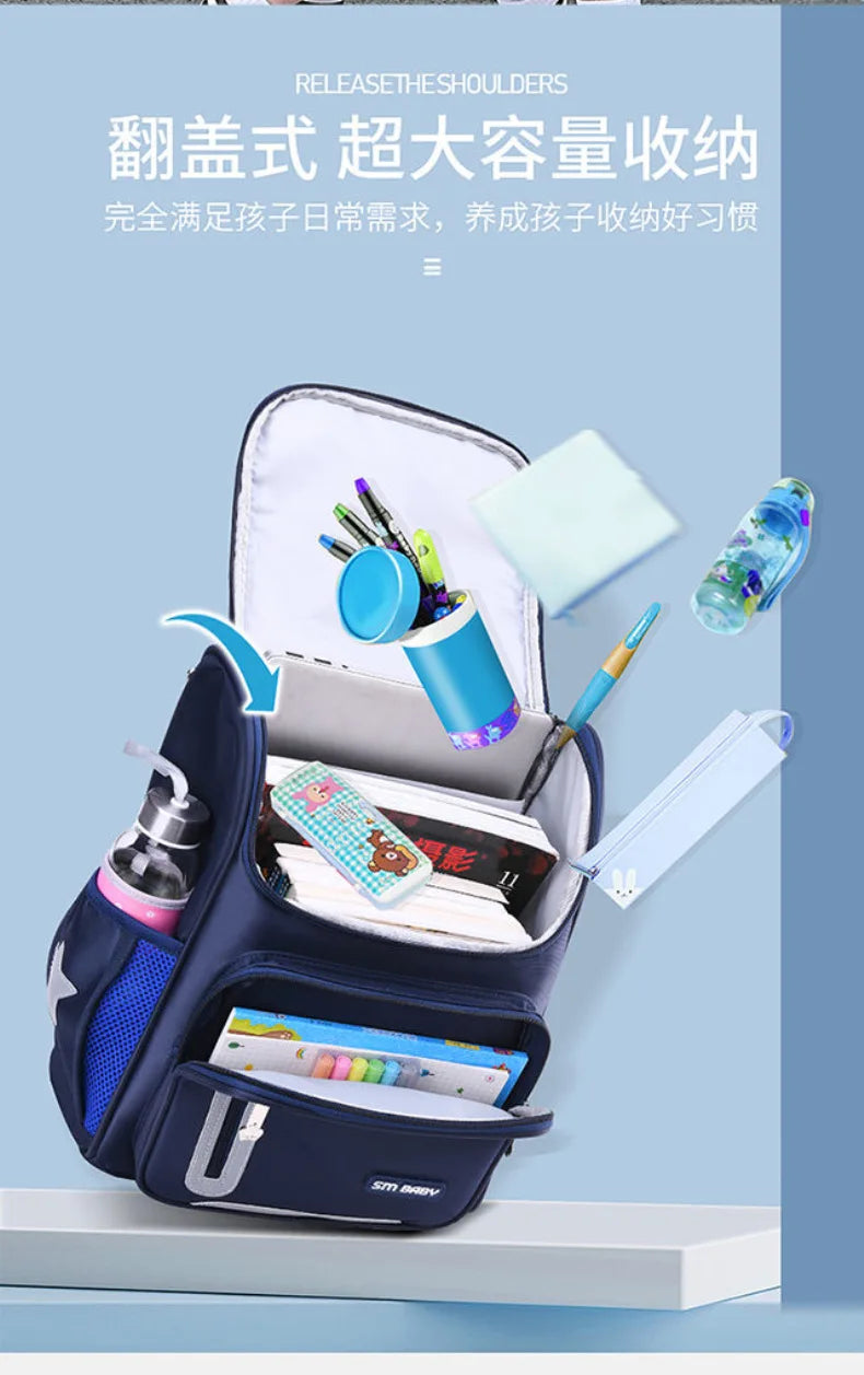 Students Simple Primary School Bags Boys 1-6 Grade Spine Protection Burden Reduction Schoolbag Girls Backpack Unisex Mochila Bag