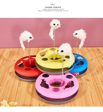 Funny Cat Toys for Indoor Cats Interactive Kitten Toys Roller Tracks with Catnip Spring Pet Toy with Exercise Balls Teaser Mouse