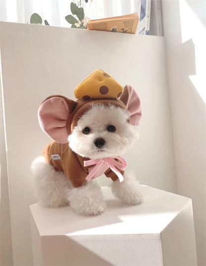 Autumn Winter Pet Cat Sweatshirt Warm Fleece Cosplay Animal Hoodies Overalls for Small Dogs Funny York Halloween Kitten Clothing