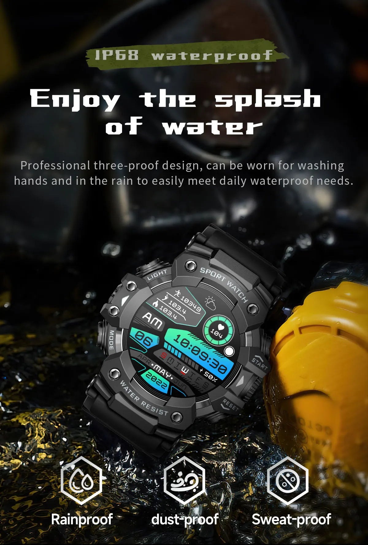 2025 New Rugged Outdoors Sports Smart Watch Men Bluetooth Call Colorful IP68 Waterproof Military Compass Smartwatches Flashlight