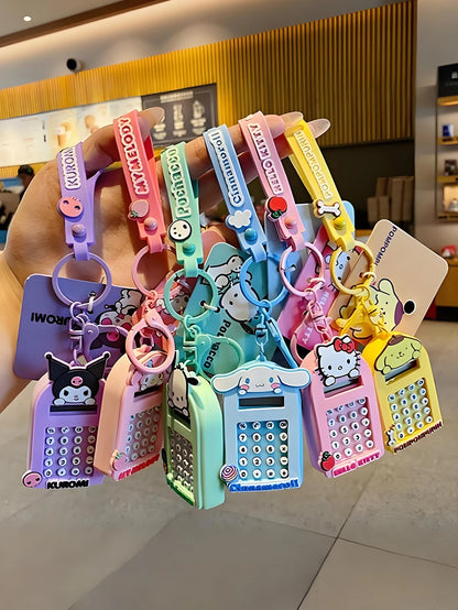 1pc Sanrio Creative Creative Mini Computer Calculator Bag pendant toy Cartoon keychain pendant Kawaii Girls boys Christmas gifts