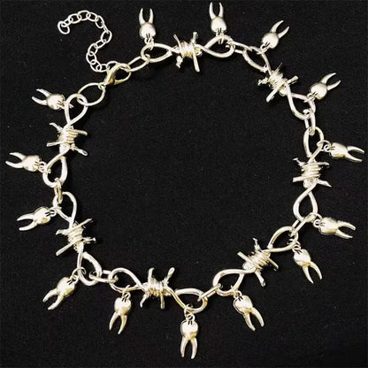 Chunky Tooth Choker, Rotten Teeth Choker, Fairy Barbed Wire Choker, Weird Jewelry, Goth Jewelry, Spike Punk Thorns Choker Gift