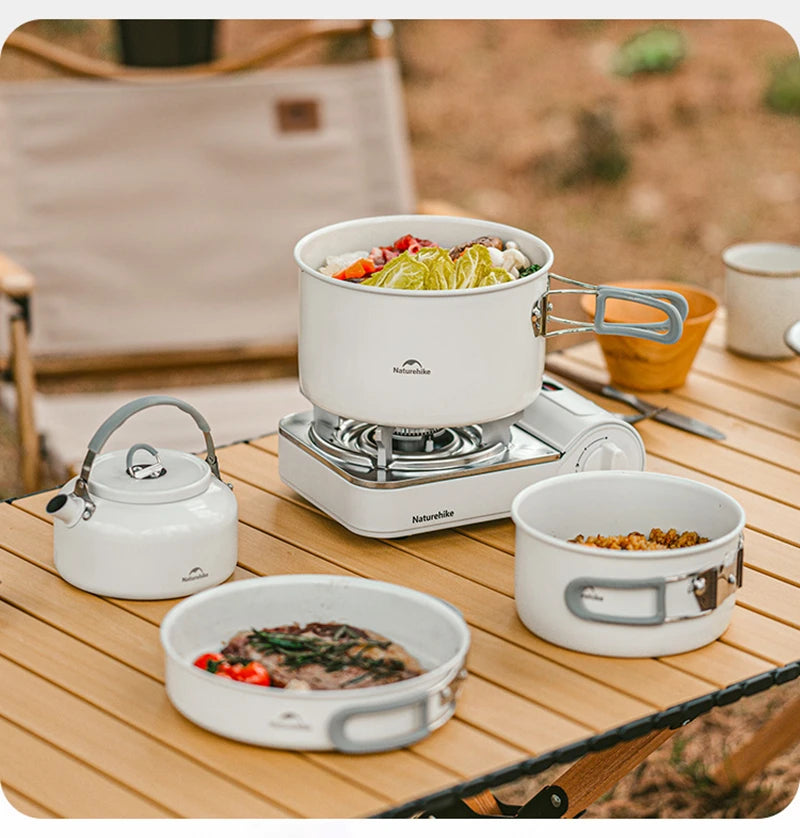 Naturehike Ceramic Non Stick Pot Outdoor Camping Portable Kitchenware BBQ Picnic Kettle Frying Pan Cookware Barbecue Tablewar