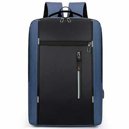 Business Laptop Backpack Men Travel Daypack Waterproof Oxford Cloth School Bag with USB Charging Port - Grey