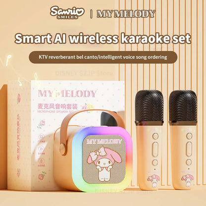 Sanrio Bluetooth Speakers ML07 Karaoke Machine Portable Speakers Bluetooth with Mic LED Light Machine Home Family Singing Gift