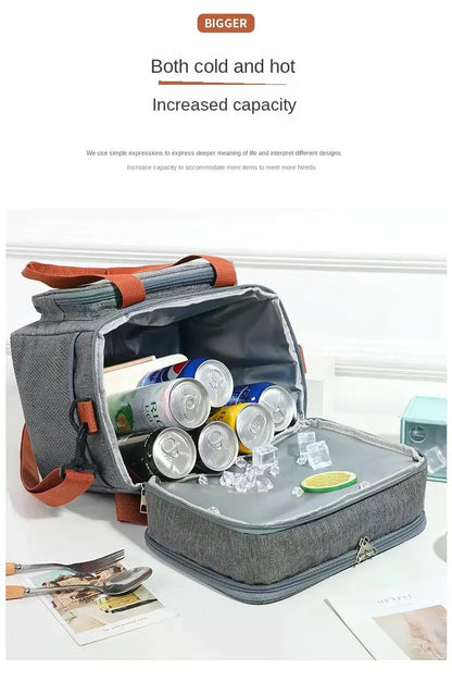 Portable Thermal Lunch Bag Picnic Food Cooler Bags Insulated Case Durable Waterproof Office Lunchbag Shoulder Strap Cooling Box