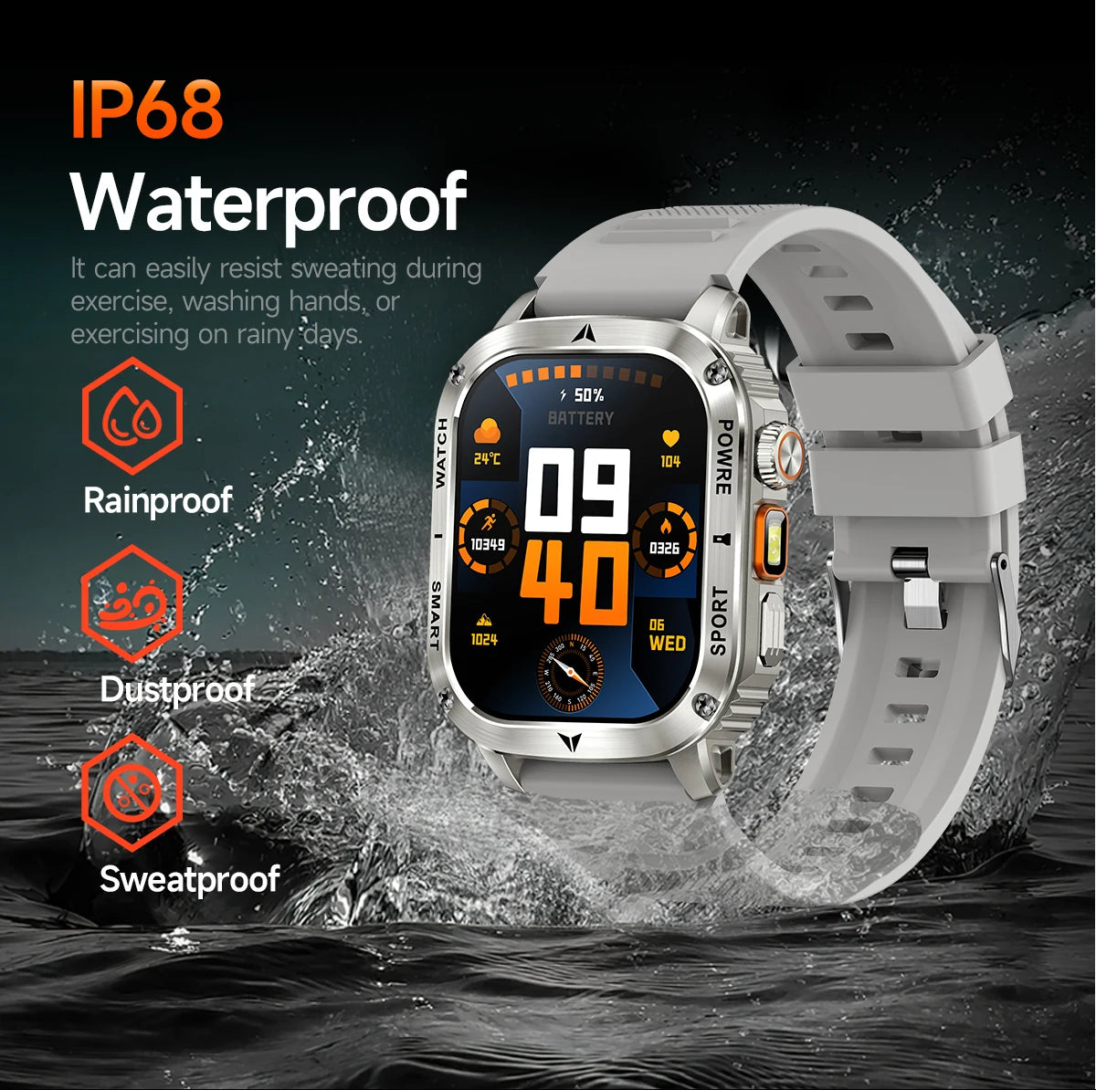 LIGE New Premium Military Smart Watch Men Flashlight Waterproof Outdoor Sport Tracker Bluetooth Call Smartwatch 400mAh Battery