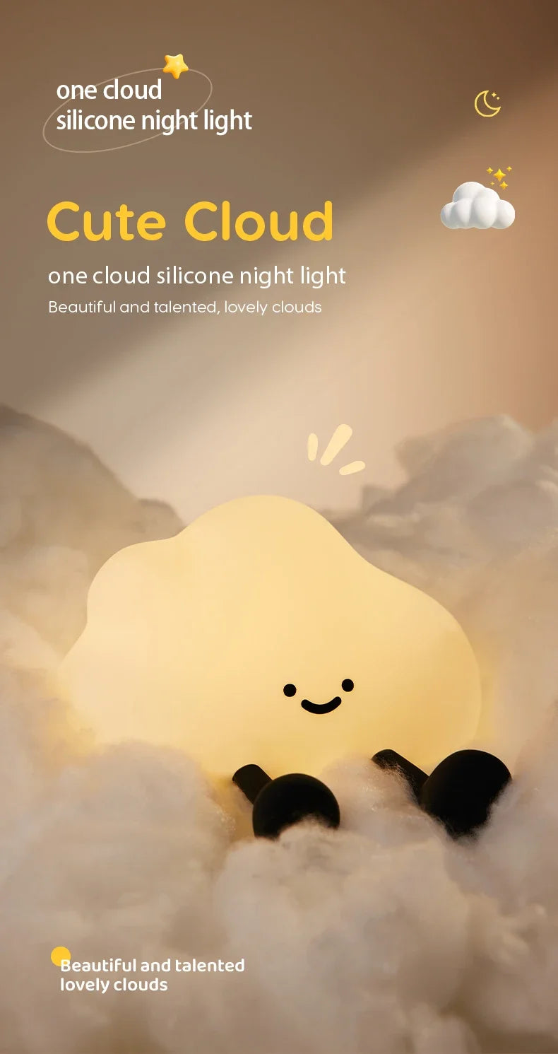Cute Silicone Night Light Dimmable Nursery Sleeping Lamp Touch Control Nightlights USB Rechargeable Table Lamp For Baby Child