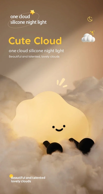 Cute Silicone Night Light Dimmable Nursery Sleeping Lamp Touch Control Nightlights USB Rechargeable Table Lamp For Baby Child
