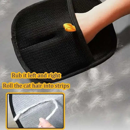 Pet Hair Removal Set Tool Reusable Static Removal Gloves Double-Sided Grooming Gloves Remove Dog Cat Fur Hair for Carpets Sofa