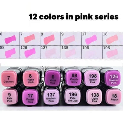 12 Colors Alcohol Oily Art Marker Pen Set for Draw Double Headed Sketching Oily Tip Based Markers Graffiti Manga  Art Supplies