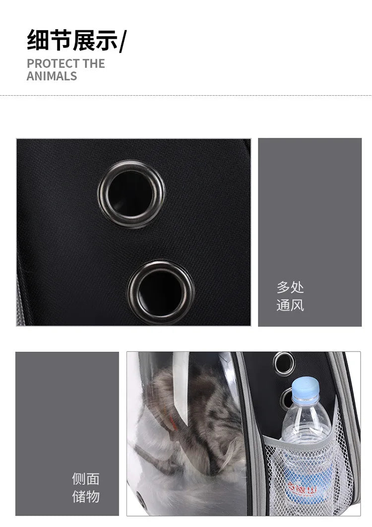 Pet Backpack Transparent Space Capsule Double Shoulder Cat Go Out Backpack Expandable Cat Bag Go Out Portable Small Dog Bag