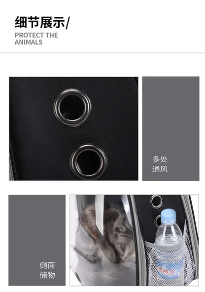 Pet Backpack Transparent Space Capsule Double Shoulder Cat Go Out Backpack Expandable Cat Bag Go Out Portable Small Dog Bag