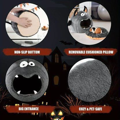 2 in 1 Hamster Nest Halloween Bat-Shaped Cozy Bed for Hamster Guinea Pigs Rabbits & Small Pets Soft Plush Polyester Hideout Bed