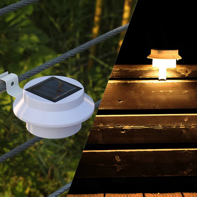 3LED Solar Power Gutter Light Waterproof Wall Lamp White Warm Fence Night Light for Garden Pathway Campin Deco LED Light Fixture