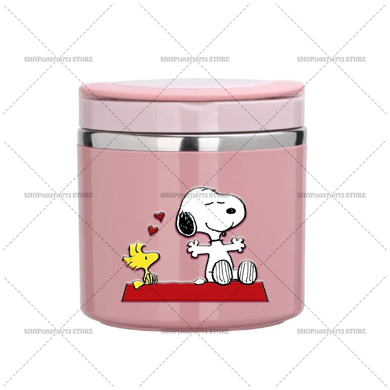 630ml Snoopys Food Thermal Jar Insulated Soup Cup Stainless Steel Vacuum Lunch Box with Handle Portable Sealed Bento Boxes Gift