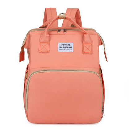 Foldable bed diaper bag with changing station insulated pocket and large capacity Multifunctional Double shoulder mommy bag