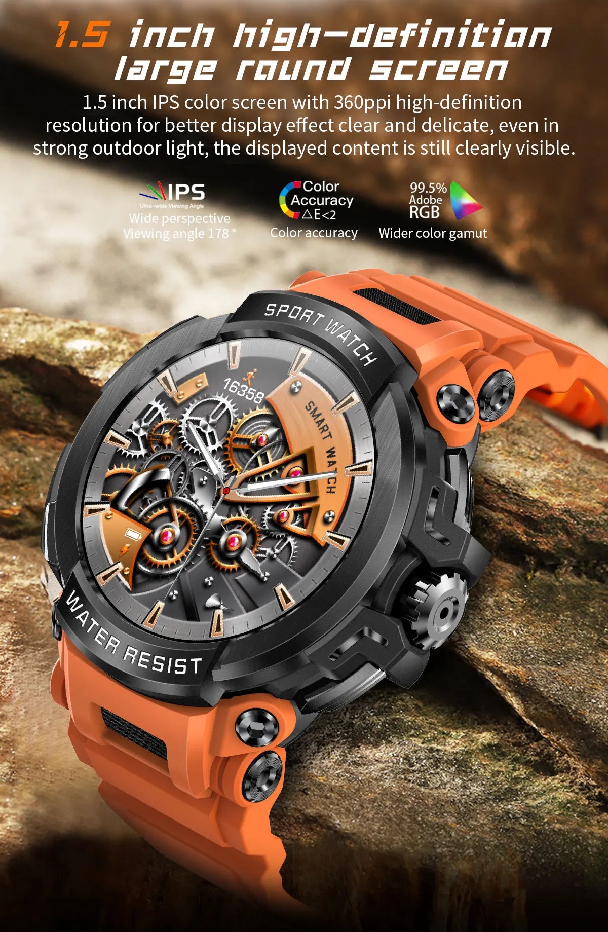 2025 New Men Smartwatch 1.5" HD Screen Military Watch Call IP68 Waterproof 100 Sport Modes Smart Watch with 600mAh Large Battery