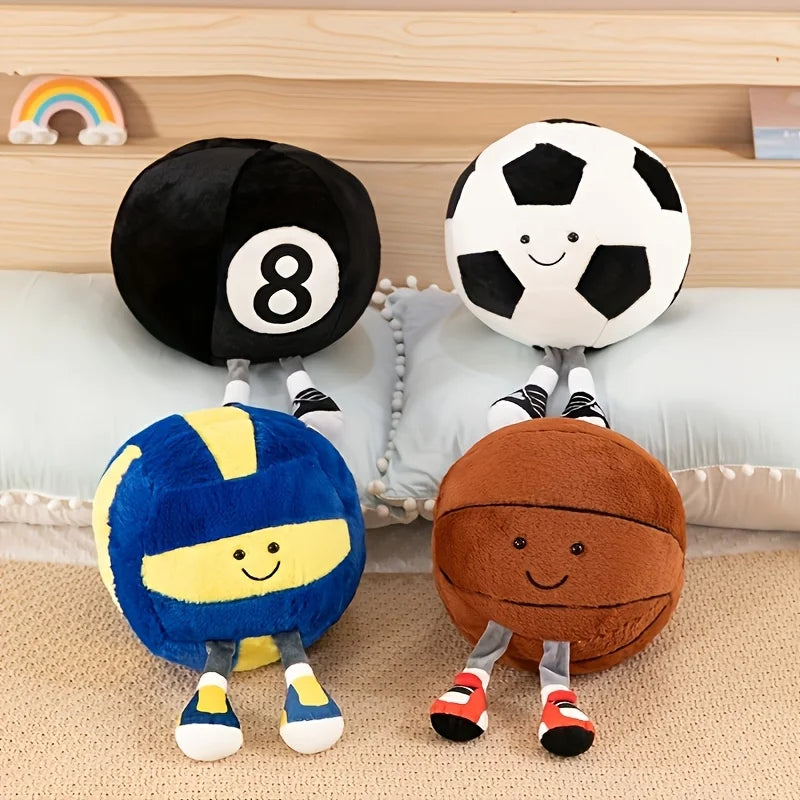 1 creative sports equipment doll, cute ball doll, fun plush toy, long legged ball doll, cartoon doll with shoes, decoration!