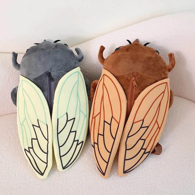 45cm Funny Creative Cartoon Insect Cicada Beetle Plush Doll Backpack Brown Green Insect Soft Plush Toy Gift For Boys And Girls