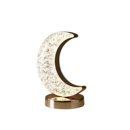 Night Light Bedroom Crystal Touch Dimming Room Home Decor Aesthetics USB Bedside LED Ambient Table 3D Moon Lamp