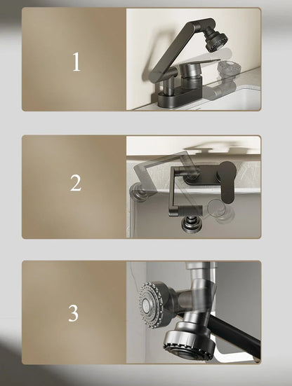 Basin Faucet Bathroom Double Hole Cold and Hot Water Tap Toilet Second Gear Sink 360° Rotating Water Mixing Valve Accessories