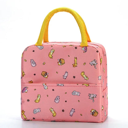 Large Capacity Lunch Bags Children's Cartoon Printed Lunch Bag Portable Picnic Tote Waterproof Heat Insulation Food Storage Bags