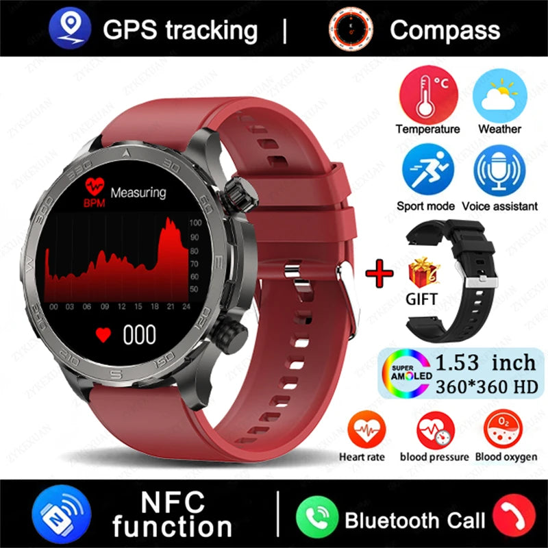2025 New GPS Bluetooth Call Smart Watch Men AMOLED HD Screen Heart Rate NFC IP68 Waterproof Sports Smart Watch For Android iOS
