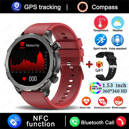 2025 New GPS Bluetooth Call Smart Watch Men AMOLED HD Screen Heart Rate NFC IP68 Waterproof Sports Smart Watch For Android iOS