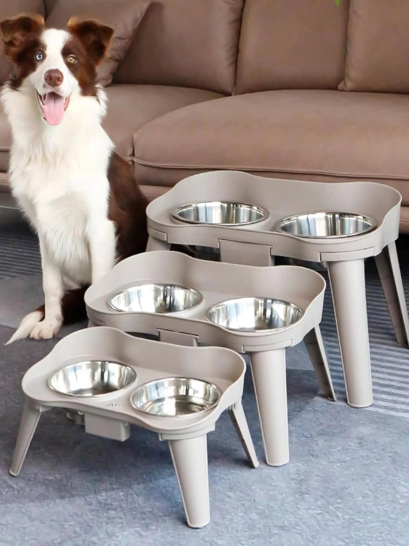 Pet food bowl with stand raised feeder dog bowl spill proof dog water bowl suitable for small, medium and large dogs and pets