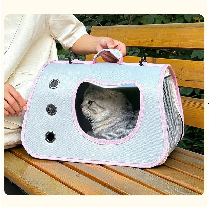 Pet Cat Bag Portable Dog Tote Bag Breathable Dog Backpack Carrier Small Dog Foldable Cat Carrier Large Space Travel TransportBag