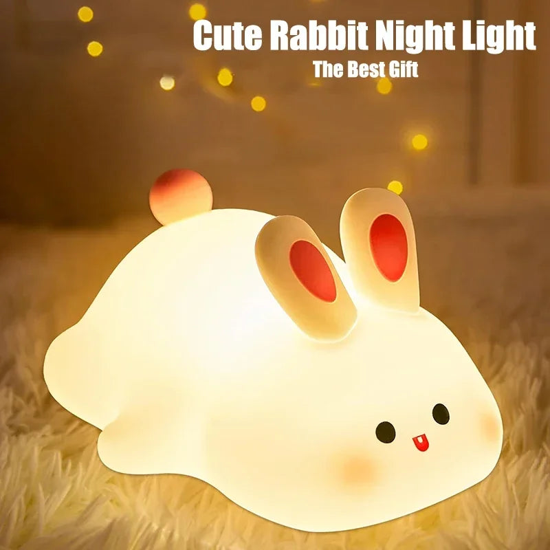 Soft Silicone Night Light - USB Rechargeable Touch Control 3-Level Dimmable Bedside Lamp for Nursery, Kids, Babies & Gift Decor