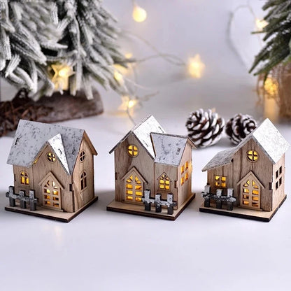 Wooden Cabin with LED Lights, Christmas Ornaments, Family Christmas Decorations, Christmas Cabin, Children's Gifts