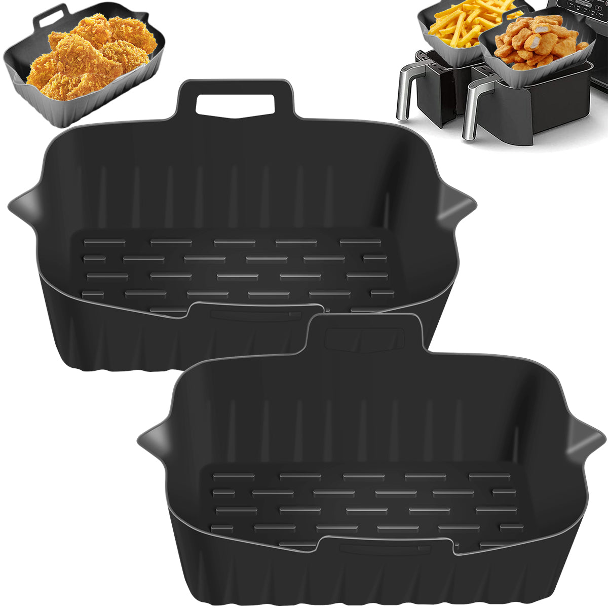 2Pcs Air Fryer Silicone Pot Liners 7.5 inch Hot Air Fryer Accessories Airfryer Baking Mould Reusable Non-Stick Square Tray