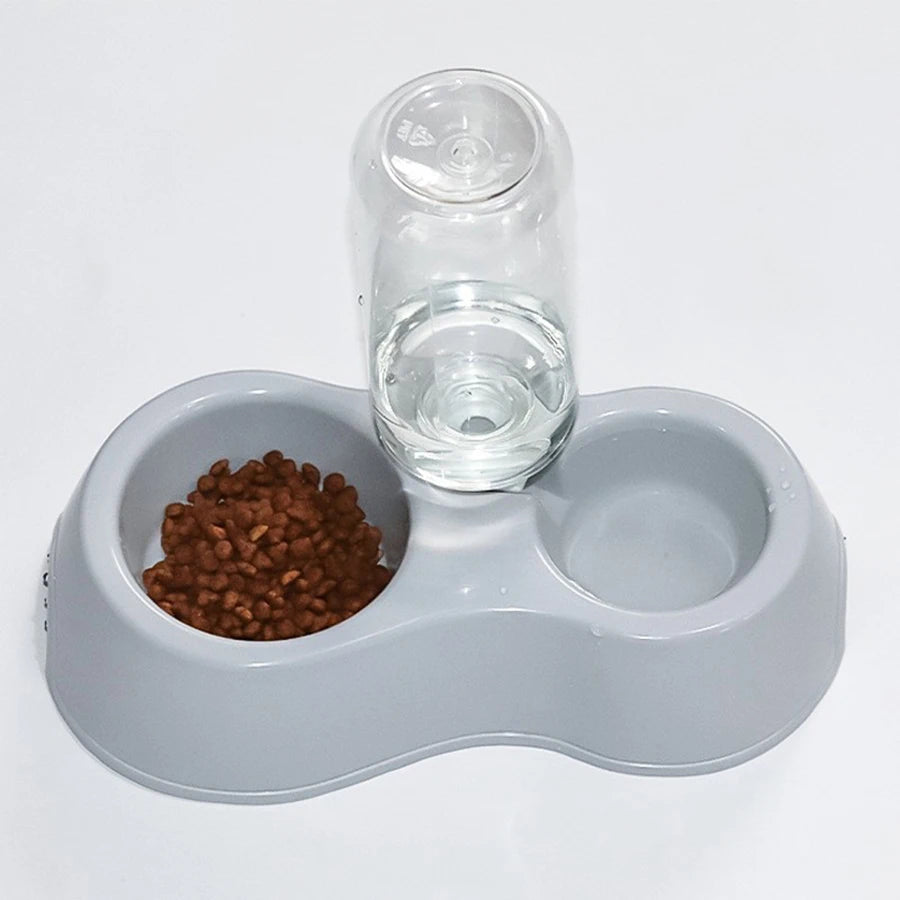 Cat Bowl, Cat Eating and Drinking Water All-In-One Pet Double Bowl, Anti-Knock Over, Automatic Water Refill Pet Bowl
