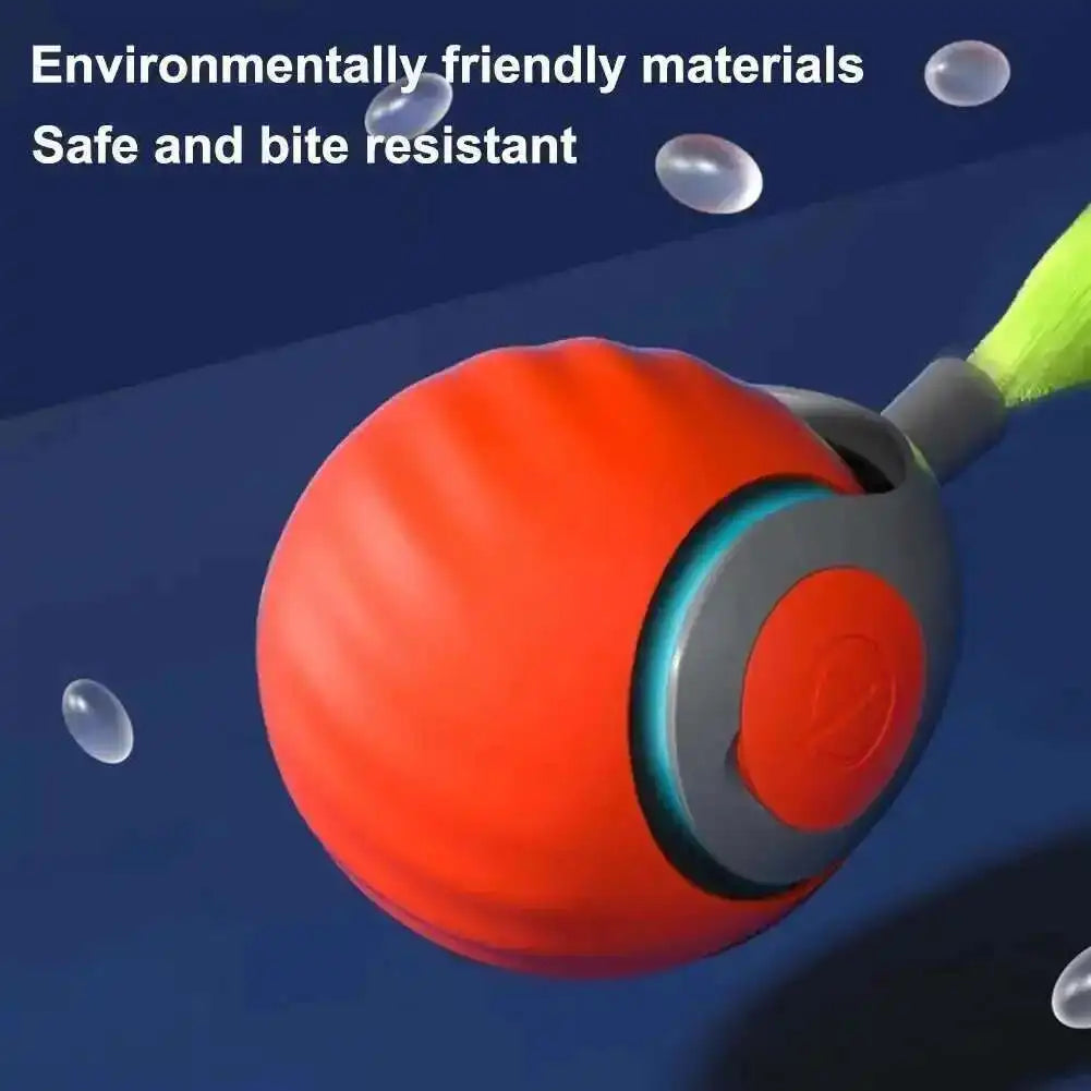 Smart Interactive Cat Toys Ball Automatic Rolling Ball with Faux Tail USB Rechargeable Electric Pet Toy for Teaser and Training