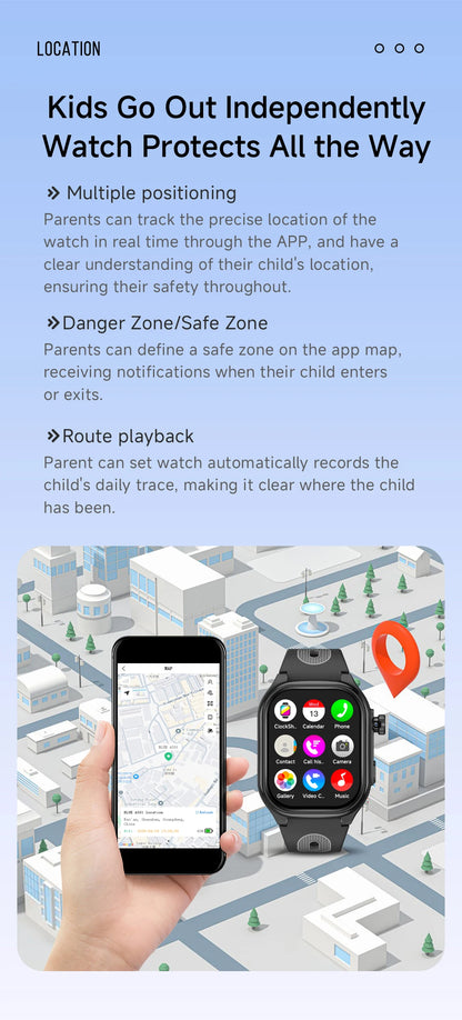 Kids 4G Smart Phone Watch 2.0'' 2+16G APP Download GPS WIFI Video Call  Camera Children Smartwatch Monitor Tracker Location