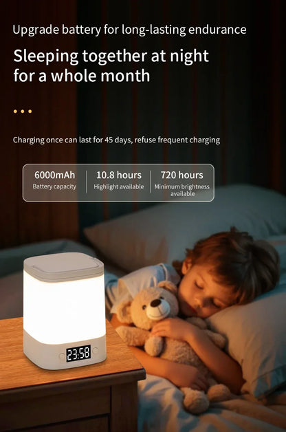 Touch Dimmable LED Night Lamp with Remote Clock Time Display or not Eye Protection Reading Lamp Bedside Night Light Rechargeable