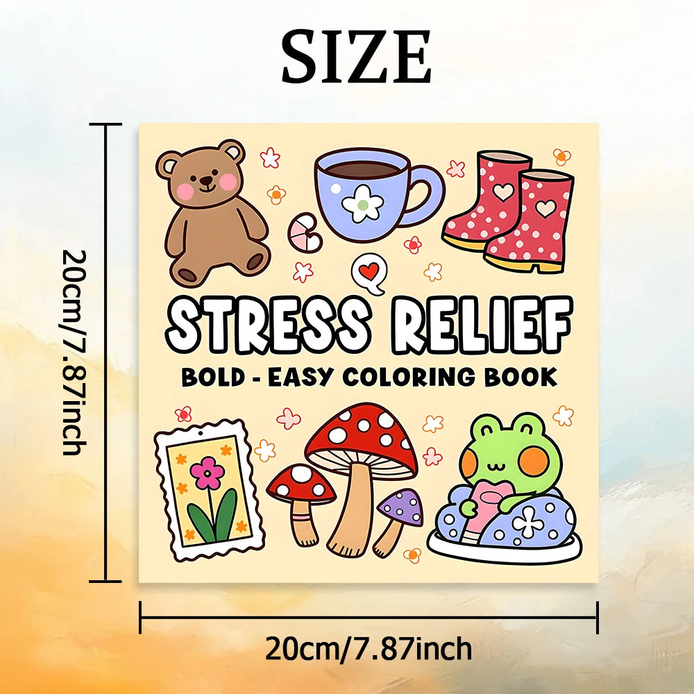 STRESS RELIEF bold-easy Coloring Book for Adults Cute Drawing Book Perfect Gift for Party and Birthday