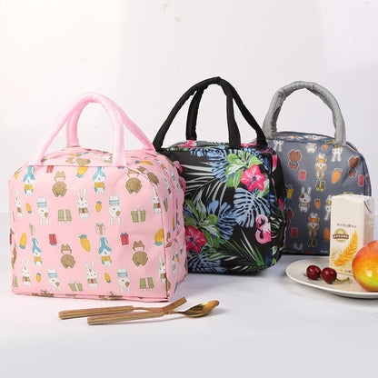 Cartoon Children's Lunch Bag Waterproof Oxford Cloth Portable Lunch Bags Tote Thermal Insulation Aluminum Film
