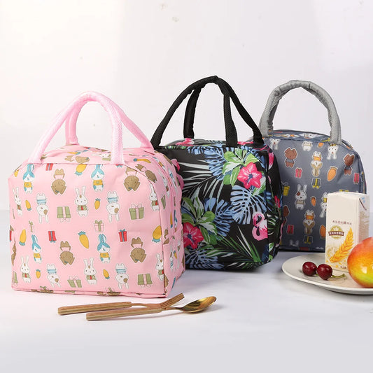 Cartoon Children's Lunch Bag Waterproof Oxford Cloth Portable Lunch Bags Tote Thermal Insulation Aluminum Film