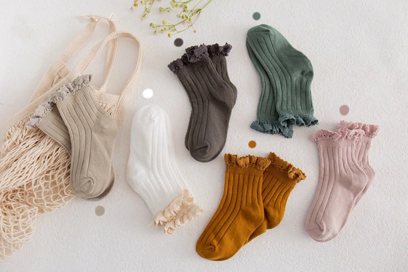 New Ruffle Baby Girls Socks Mesh Kids Socks Cute Lace Frilly Ankle Short Sock Breathable Princess Children Girl Dance Socken