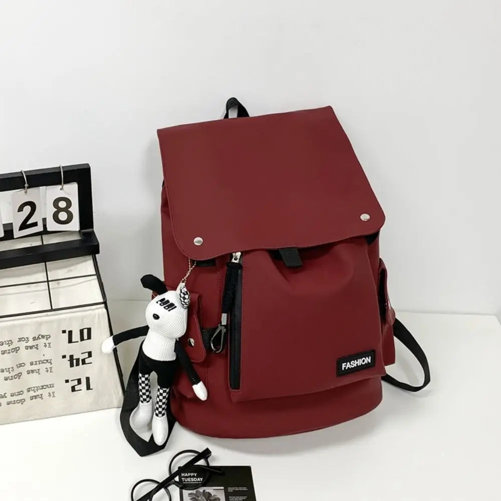 Large Capacity Men's Shoulder Bag Waterproof Multi Pocket Students School Bag Wear-Resistant Solid Color Business Backpack