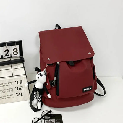 Large Capacity Men's Shoulder Bag Waterproof Multi Pocket Students School Bag Wear-Resistant Solid Color Business Backpack