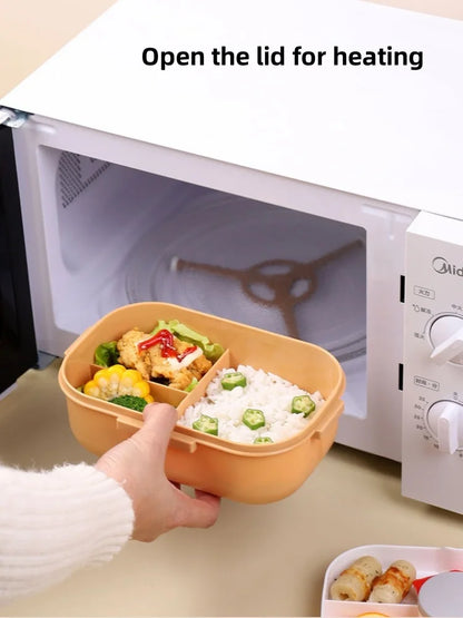 1200ML Double Layer Lunch Box Portable Compartment Salah Fruit Food Box Microwave Lunch Fork and Spoon Picnic Fresh Box