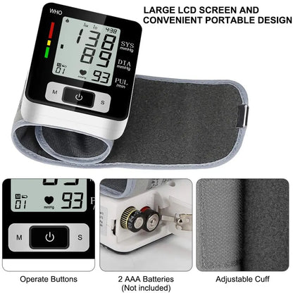 Medical Blood Pressure Monitor High Accurate Wrist Cuff Tonometer Digital Sphygmomanometer Electronic Bp Monitors