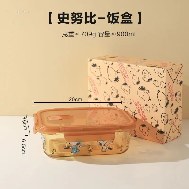 Snoopy Multi-Layer Stainless Steel Lunch Box Tinted Glass Food Portable Thermal Lunchbox Picnic Office Kids Workers School Bento