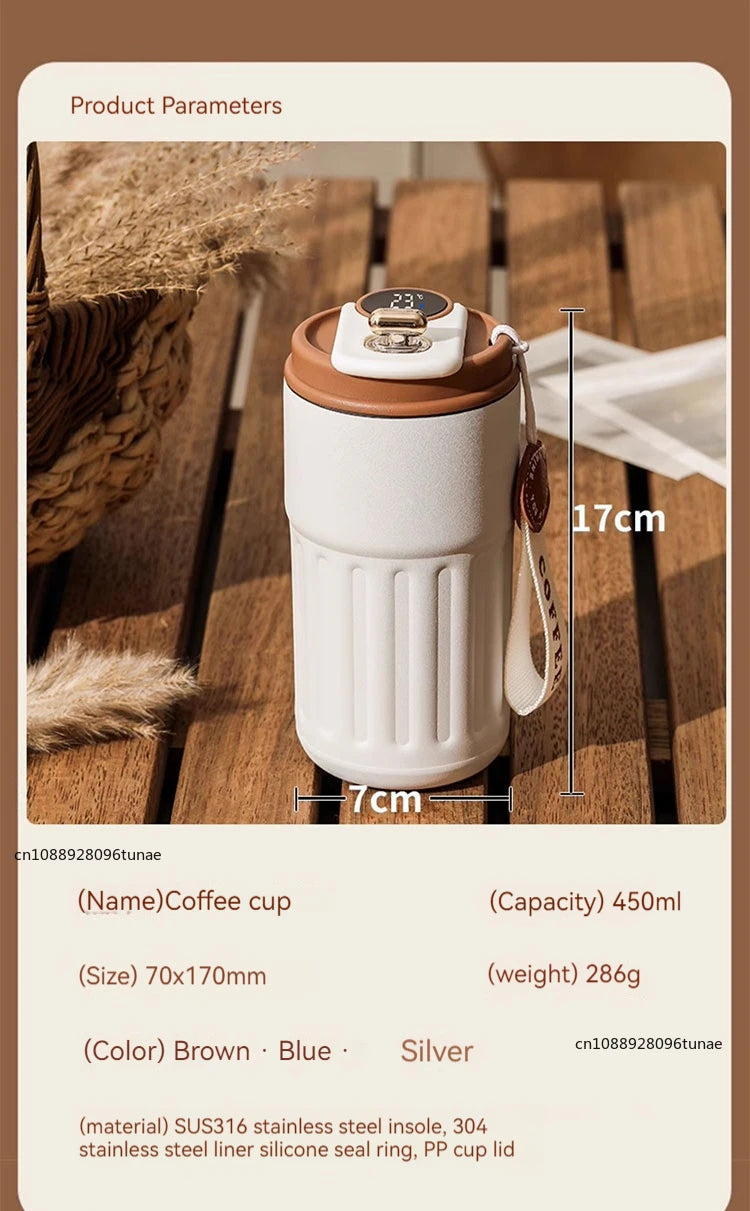 Intelligent Digital LED Temperature Display Coffee Cup Stainless Steel Thermo Bottle Keeps Cold and Heat Thermal Mug Sports Cup
