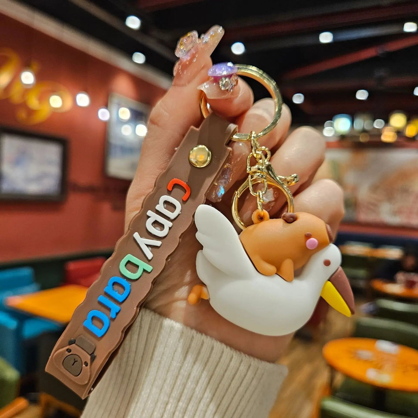 Cute Finless Porpoise Pendant Kapibara Leather Rope Keychain