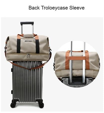 Fitness bag Large capacity Short distance luggage portable fitness bag Travel bag Shoulder handbag Men's sports waterproof bag